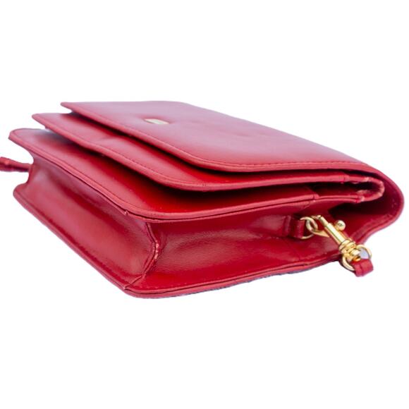 BUXTON Red Leather Crossbody Small Purse Large Organizer Wallet - Picture 5 of 11